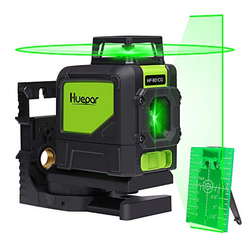 Huepar 901CG 1 x 360 Kreuzlinienlaser Grün, 360 Grad Linienlaser Selbstnivellierenden Laser Level mit Pulsfunktion, Umschaltbar 360° Horizontaler Linie, 25m Arbeitsbereich, inkl. Magnetische Halterung von Huepar