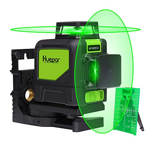 Huepar 902CG 2 x 360 Kreuzlinienlaser Grün, 360 Grad Linienlaser Selbstnivellierenden Laser Level mit Pulsfunktion, Umschaltbar Zwei 360°-Laserlinie, 25m Arbeitsbereich, inkl. Magnetische Halterung von Huepar