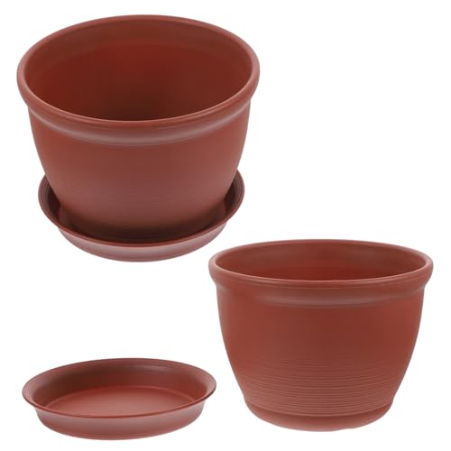 Levemolo Kunststoff-Topf-Set – 2-teilig Ziegelrot Blumentöpfe Für Den Innenbereich Mit Drainage Für Die Inneneinrichtung Levemolo Kunststoff-Topf-Set – 2-teilig Ziegelrot Blumentöpfe Für Den Innenbereich Mit Drainage Für Die Inneneinrichtung von Levemolo