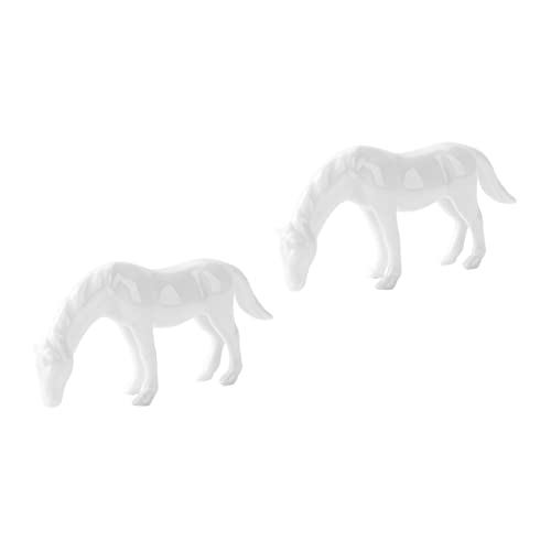 Levemolo 2 STK Weiße Zierleiste Aus Keramik Pferdeverzierung Miniatur-Pferd-Figur Couchtisch Tischdekoration Keramikpferde Weiß Miniatur-pferdefiguren Ponyfiguren Tier Weißes Porzellan von Levemolo