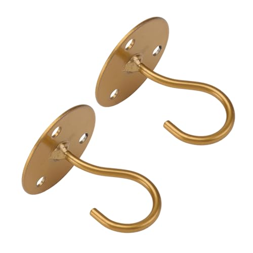 Levemolo 2 Stück Eisen Wandhaken Gold Vintage Stil Robust für Balkon Garten Wohnzimmer Stabile Decken und Wandhalterung für Blumenampeln Laternen Pflanzgefäße Vogelhäuser Windspiele von Levemolo