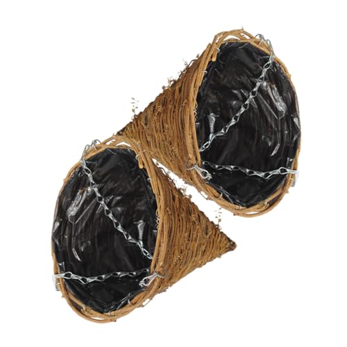 Levemolo 2 Stück Natürliche Chlorophytum Hängepflanzgefäße aus Geflochtenem Rattan Wetterfeste Praktische Pflanzkübel für Innen und Außen Platzsparende Blumenampeln für Balkon und Garten von Levemolo