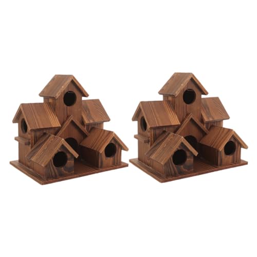 Levemolo 2 Stück Teiliges Holz-vogelhaus für Draußen Robustes Nachhaltiges Vogelhaus im Rustikalen Landhausstil Wetterbeständig mit Vogelfutterstelle für Garten Terrasse Naturnahe von Levemolo