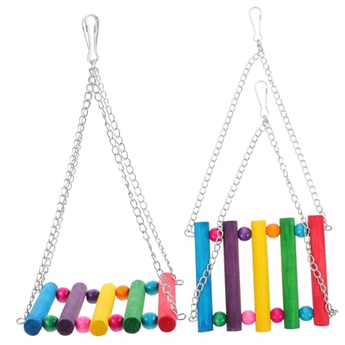 Levemolo 2 Stück Teiliges Holzschaukelspielzeug für Papageien Verschleißfestes Vogelspielzeug Bunte Sitzstange für Wellensittiche und Nymphensittiche Dekoratives Käfigzubehör für Tägliche von Levemolo