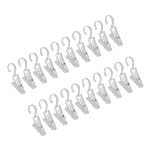 Levemolo 20 Stück Teiliges Kunststoff Wäschehaken mit drehbaren Clips Multifunktionale Aufhänger für Handtücher Hüte Socken und Vorhänge Robust und Kompakt für Haushalt Bad und Balkon von Levemolo