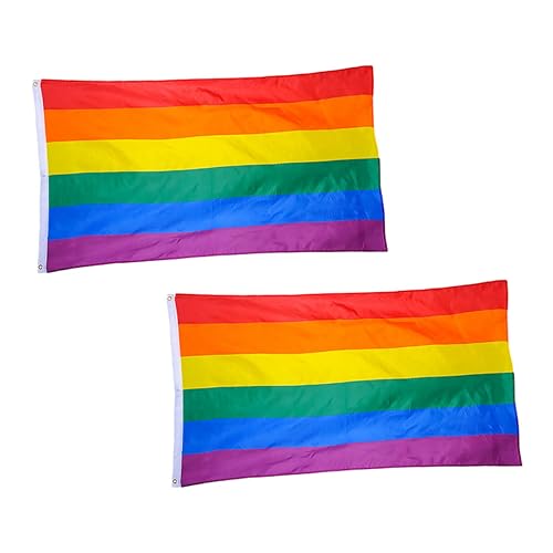 Levemolo 2er Set Dekorative Regenbogenflagge 60x90cm Aus Tragbares Outdoor Banner Für Gay Pride Partys Festivals Und Veranstaltungen Wetterfest Mit Ösen Für Einfache von Levemolo