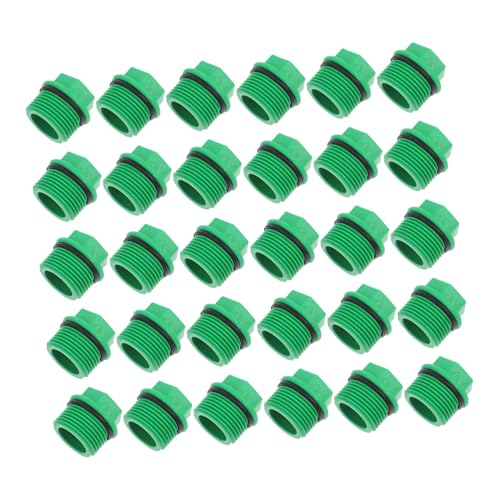 Levemolo 30 Stück Teiliges Außengewinde Rohrstopfen Endkappen aus Grünem Ppr Wasserdichtes Schraubverschluss für Gartenbewässerung Wasserleitungskappe Verhindert Leckagen und Verstopfungen von Levemolo