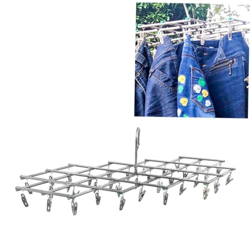 Levemolo 35 Stück Edelstahl Faltbarer Wäscheklammerbügel mit Clips Rutschfester Windschutz Haken Platzsparend für Haushalt und Schlafzimmer Strapazierfähiger Wäscheständer für Handtücher von Levemolo