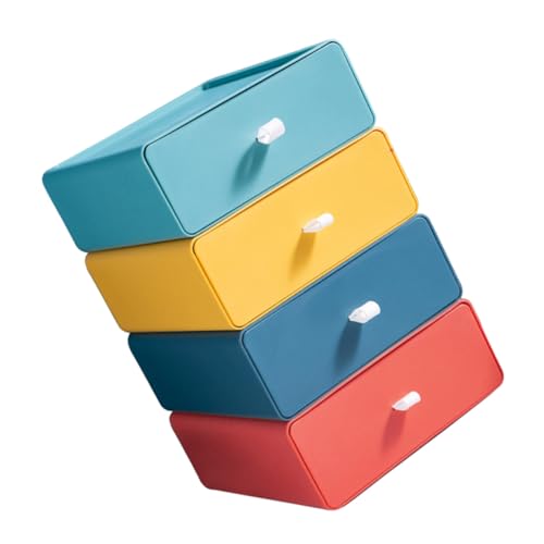 Levemolo 4 Stück Praktisches Schubladenboxen aus Robustem PP Stapelbar Platzsparend als Desktop Organizer für Büro und Zuhause zur Ordentlichen Aufbewahrung Kleiner Gegenstände von Levemolo