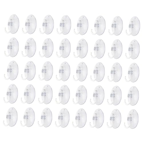 Levemolo 40 Stück Transparente Saugnapf Haken ohne Bohren Extra Starke Badezimmer Hängemöglichkeiten Wiederverwendbar für Handtücher Kleidung Vielseitig für Glatte Oberflächen Wie Glas und von Levemolo