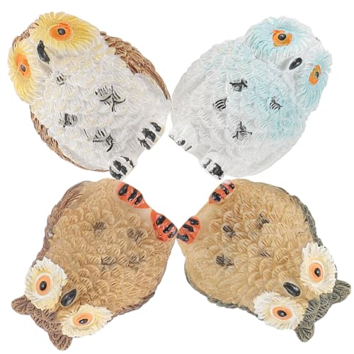 Levemolo 4stücke Kunstharz Eule Miniatur Deko Figur Für Kleine Landschaft Garten Dekoration Lebensecht Und Detailreich Leicht Und Langlebig Für Tisch Und Schreibtisch von Levemolo