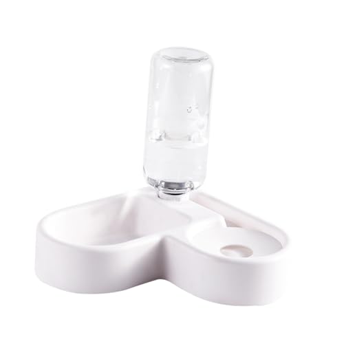 Levemolo Automatischer Haustier Napf Weiß Stabile Wasserversorgung und Futterspender Rutschfestes Design Hygienisch Glatte Oberfläche Geeignet für Hunde und Katzen Verschüttsicher und von Levemolo