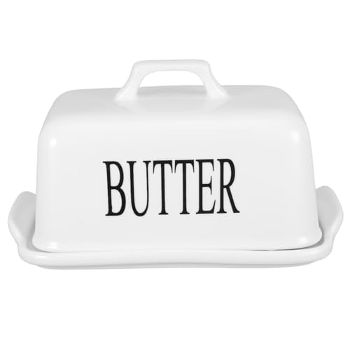 Levemolo Butterdose Butterschüssel für Kühlschrank Butterplatte Luftdicht Butterbehälter Butterschale mit Deckel Vintage Butter Dish Butteraufbewahrung für die Arbeitsplatte Keramik Weiß von Levemolo