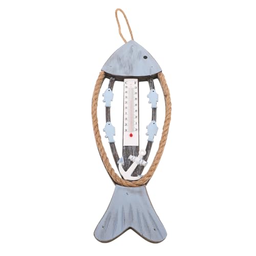 Levemolo Coastal Wooden Fish Thermometer Wanddeko mit Funktionalem Temperaturmesser Mediterraner Fischform Wandthermometer für Hotel Flur Eingangsbereich Strandstil Levemolo Coastal Wooden Fish Thermometer Wanddeko mit Funktionalem Temperaturmesser Mediterraner Fischform Wandthermometer für Hotel Flur Eingangsbereich Strandstil von Levemolo