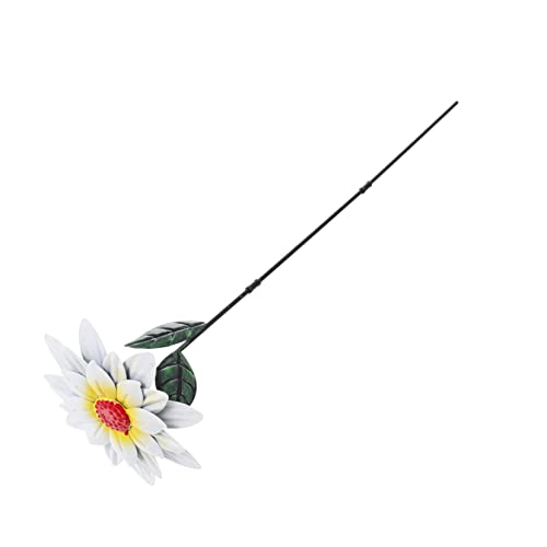 Levemolo Eisenkunst Gartenstecker Sonnenblume Weiß Blumenstecker für Blumentopf Einsatz Wetterfeste Gartendeko für Balkon Terrasse Grünfläche Dekorativer Blumenpfahl für Garten von Levemolo