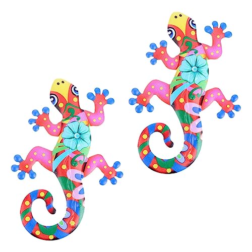 Levemolo 2 Stück Metall Gecko Wanddeko Outdoor Hängeornament Garten Wanddekoration Eisen Skulptur Wandkunst Dekoration von Levemolo