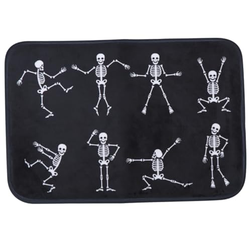 Levemolo Halloween Fußmatte mit Rutschfester Unterseite Langlebiges Halloween Totenkopf Motiv Kindersichere Rutsch Matte für Eingang und Partydekoration von Levemolo
