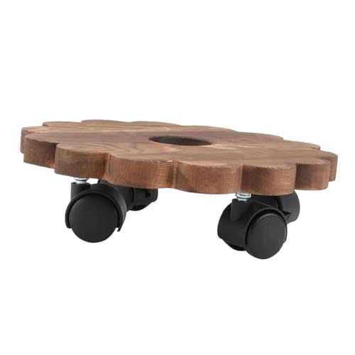 Levemolo Movabler Blumentopfuntersetzer aus Massivholz mit Universalrollen Ø Robustes Pflanzenroller Gestell für Innen und Außen Langlebiger Bonsai Sockel Einfach zu Verschieben von Levemolo