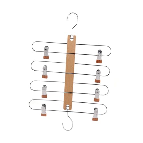 Levemolo Multifunktionaler Massivholz Kleiderbügel mit Verstellbaren Clips Platzsparender Rock Hosenhalter für Schrank Umweltfreundlich Robust und Vielseitig für Garderobe und von Levemolo