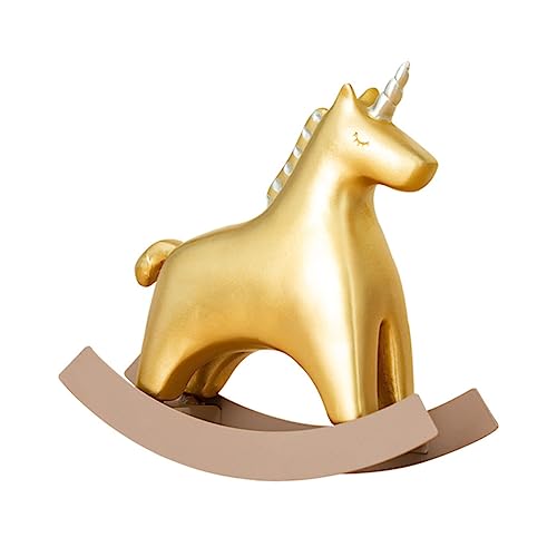 Levemolo Nordisches Leichtes Luxus Holzpferd Dekofigur Gold Klein Verarbeitung Glatte Oberfläche Dekorativ für Eingangsbereich Kinderzimmer Weinregal Einzigartiges Wohnaccessoire von Levemolo