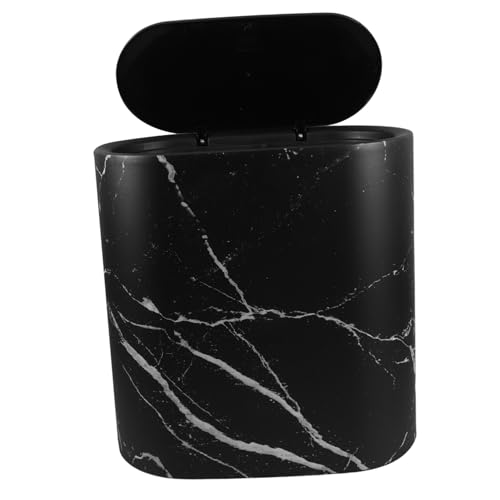Levemolo Schmaler Mülleimer mit Deckel Marmor-design Kunststoff Müllbehälter für Küche Schlafzimmer Badezimmer Wohnzimmer Vielseitiger Abfallbehälter für Enge Räume von Levemolo