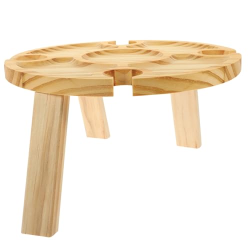 Levemolo Tragbarer Klapptisch Picknick Weintisch mit Weinhalter Runder Outdoor Campingtisch Leicht Für Garten Strand Camping Picknick von Levemolo