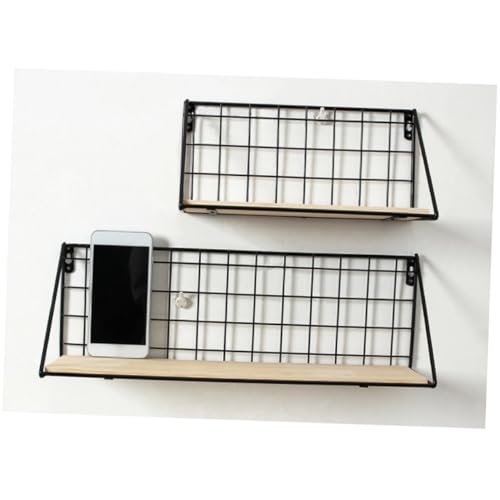 Levemolo Wandregal aus Eisen und Massivholz Wandmontiertes Aufbewahrungsregal ohne Bohren Großes Dunkles Hängeregal für Wohnzimmer Küche Bad Stilvolles Dekoratives Wandboard mit Hoher von Levemolo