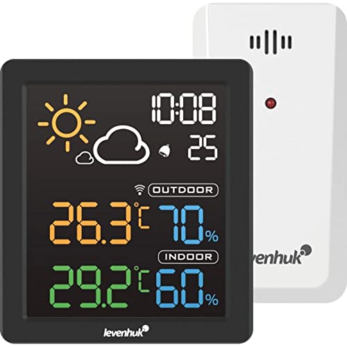 Levenhuk Wezzer BASE L80 Digitales Thermohygrometer mit Fernsensor – Thermometer, Hygrometer, Uhr, Wecker von Levenhuk