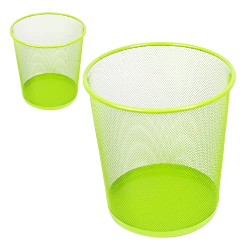 Leviatan Papierkorb Büro 12L - Abfalleimer, Papierkorb aus Drahtgeflecht Mülleimer, Papiereimer - Metall Büroeimer Mesh Runder, Limonenfarben - 2 Stück von Leviatan