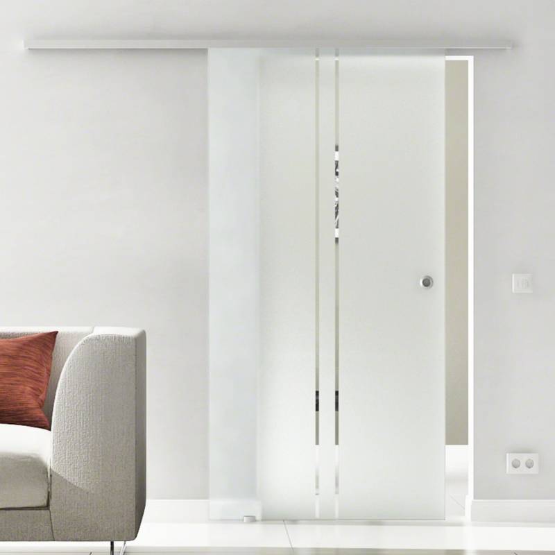 Levidor Glasschiebetür Komplettset 102,5 x 205 cm Köln Aluminium mit Griffmuschel von Levidor