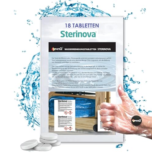 LevinQ 18 X Puritabs Maxi Vorteilspack Sterinova Tabletten für Wasser Rudergerät für EIN Waterrower + LevinQ Handschuhe, Extra Konzentriert, Gegen Algen, Water Purification Tablets von LevinQ