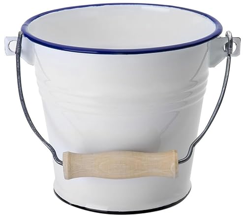 Emaillierter Eimer mit Griff, 14 cm, Weiß, ideal zum Kochen, Aufbewahren und Servieren von Lebensmitteln. Emaillierter Eimer mit Griff, 14 cm, Weiß, ideal zum Kochen, Aufbewahren und Servieren von Lebensmitteln. von Levitantes