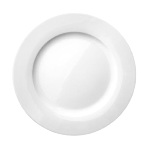Flacher Teller aus Keramik, Weiß, klassisches Design, ideal zum Servieren von Speisen und zum Präsentieren von Gerichten bei Veranstaltungen. von Levitantes