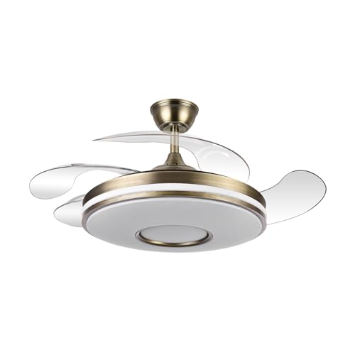 Levitantes Deckenventilator aus Leder, 4 ausklappbare Flügel, 34,5/42 x 50/107 cm, einstellbare Temperatur, 59 W, 6980 lm Levitantes Deckenventilator aus Leder, 4 ausklappbare Flügel, 34,5/42 x 50/107 cm, einstellbare Temperatur, 59 W, 6980 lm von Levitantes