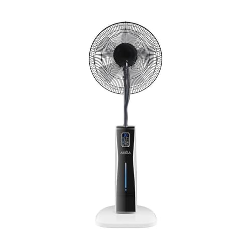 Levitantes Standventilator, 3 Geschwindigkeiten, 75 W, 5 Flügel, Zerstäuber, 125 x 43 x 40 cm, Fernbedienung, Timer, Wassertank, 2 l, ideal zum Kühlen und Befeuchten von Räumen. von Levitantes