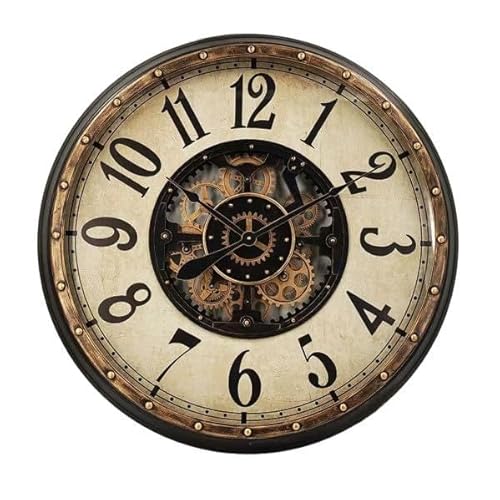Levitantes Wanduhr mit Zahnrädern in Gold und Schwarz, Maße 83 x 83 x 10 cm, ideal für Dekoration und Organisation der Zeit. von Levitantes
