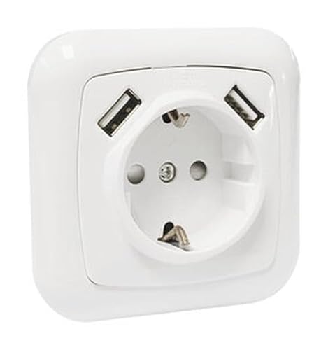 Schuko-Basis emp.+2 USB-Steckdosen (2 x 1 A). Weiß von Levitantes
