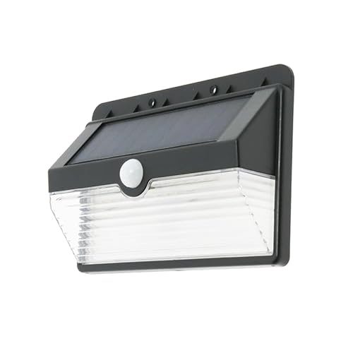 Solar-LED-Wandleuchte – Schwarze Wandleuchte mit Bewegungsmelder, 200 lm, 4500 K, Maße: 170 x 120 x 40 mm, ideal für Außenbeleuchtung von Levitantes