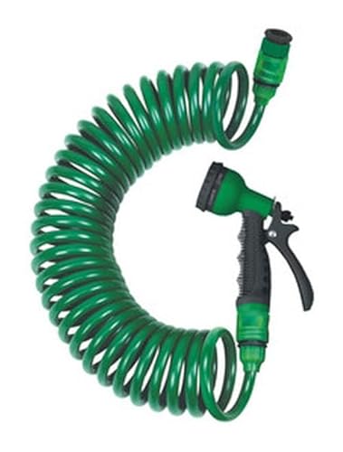 15 m Spiralschlauch-Set mit Sprühpistole mit 7 Funktionen, ideal für die Bewässerung und Reinigung im Freien. von Levitantes