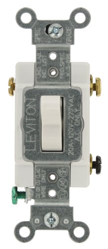 Leviton 1223-SW 20-Amp, 120/277-Volt, Kippschalter, 3-Wege-Wechselstrom, leiser Schalter, strapazierfähig, Erdung, weiß von Leviton