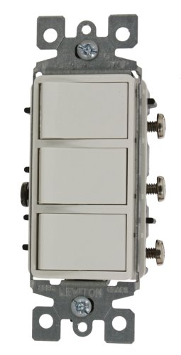 Leviton 1755-2W 15 Amp, 120 Volt, Einzelschalter, Decora Drei-Wipp-Kombinationsschalter, handelsübliche Qualität, mit Erdungsschraube, Weiß von Leviton