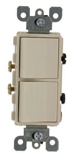 Leviton Decora 5627-T Kombinationsschalter, 20 A, 120/277 Volt, einpolig/einpoliger AC-Kombinationsschalter, handelsübliche Qualität, Erdung, helles Mandel Leviton von Leviton