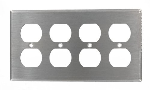 Leviton 84041-40 4-Gang Duplex Device Receptacle and Wallplate, Device Mount, 302 Stainless Steel, Satin Finish by Leviton von Leviton