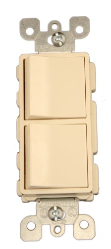 Leviton Decora 5643-T Kombinationsschalter, 15 A, 120/277 Volt, 3-Wege/3-Wege-Wechselstrom, handelsübliche Qualität, Erdung, helles Mandel von Leviton