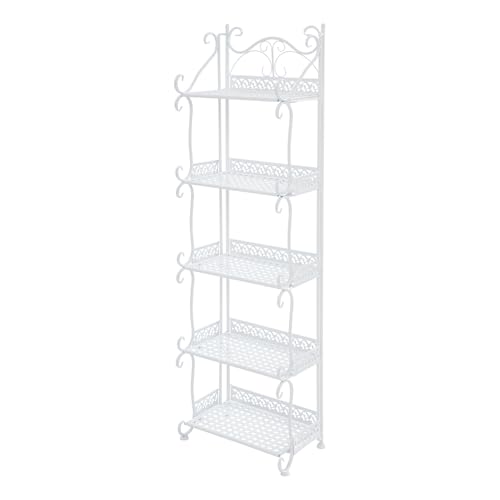 Levkitch Bücherregal mit 6 Ebenen,Metall Lagerregal,Moderne Blumentopfhalterung mit Stahlrahmen,Aufbewahrungsregale für Wohnzimmer Bücher Schlafzimmer Büro Küche Zeitschriften (Weiß) von Levkitch