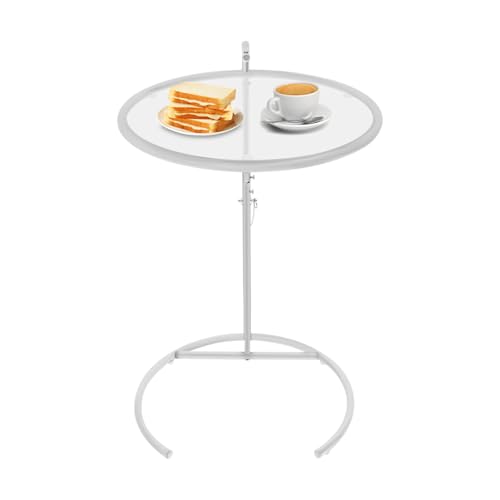 Levkitch C-förmiger Sofa-Beistelltisch,Höhenverstellbarer Coffee Table, Rund Klarem Gehärtetem Glas Tischplatte,Sofatisch Laptoptisch für Schlafzimmer, Wohnzimmer von Levkitch
