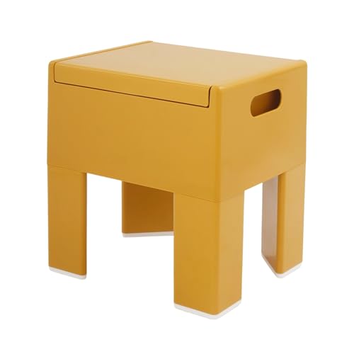 Levkitch Sitzhocker mit Stauraum,Cube Sitzhocker mit Beine, Sitztruhe aus ABS, Sitzbox für Ankleidezimmer, Wohnzimmer, Schlafzimmer (Goldweizen) von Levkitch