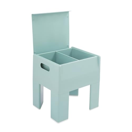 Levkitch Sitzhocker mit Stauraum,Cube Sitzhocker mit Beine, Sitztruhe aus ABS, Sitzbox für Ankleidezimmer, Wohnzimmer, Schlafzimmer (Seeblau) von Levkitch
