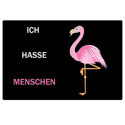 Levoberg Fußmatte lustig, Türmatte Flamingo -„Ich Hasse Menschen“ Fußabtreter, Größe 75 x 45cm, Türmatte Inndoor & Outdoor, Fußmatte Lustig, Schmutzabstreifer, Schmutzfangmatte von Levoberg