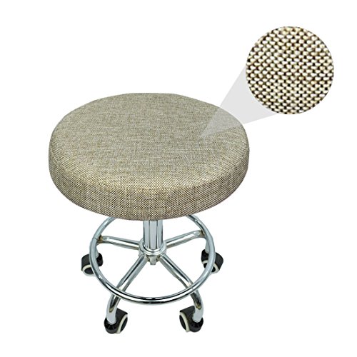 Levoberg Hocker Bezug Stretch, Hockerbezug rund Stretch aus Leinen rund Bar Bezug Sitz Kissen Durchmesser 40cm von Levoberg